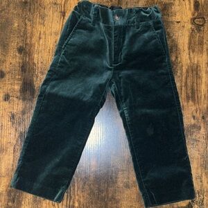 Janie and Jack Green Velvet Pant size 2T